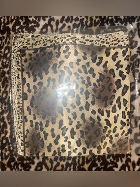 Leopard Print Satin Scarf - Beige & Brown